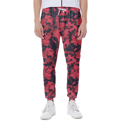 Red And Black Digital Camo Pattern Print Scuba Joggers