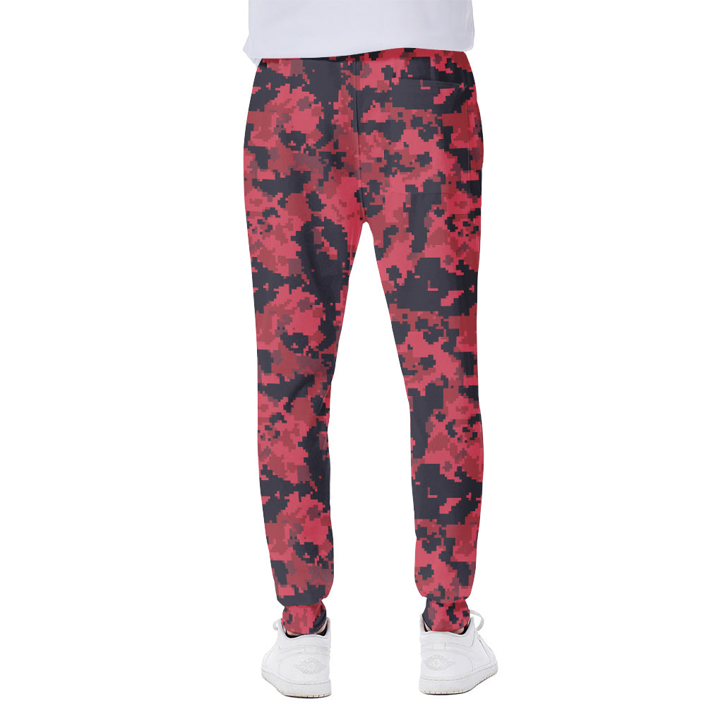 Red And Black Digital Camo Pattern Print Scuba Joggers