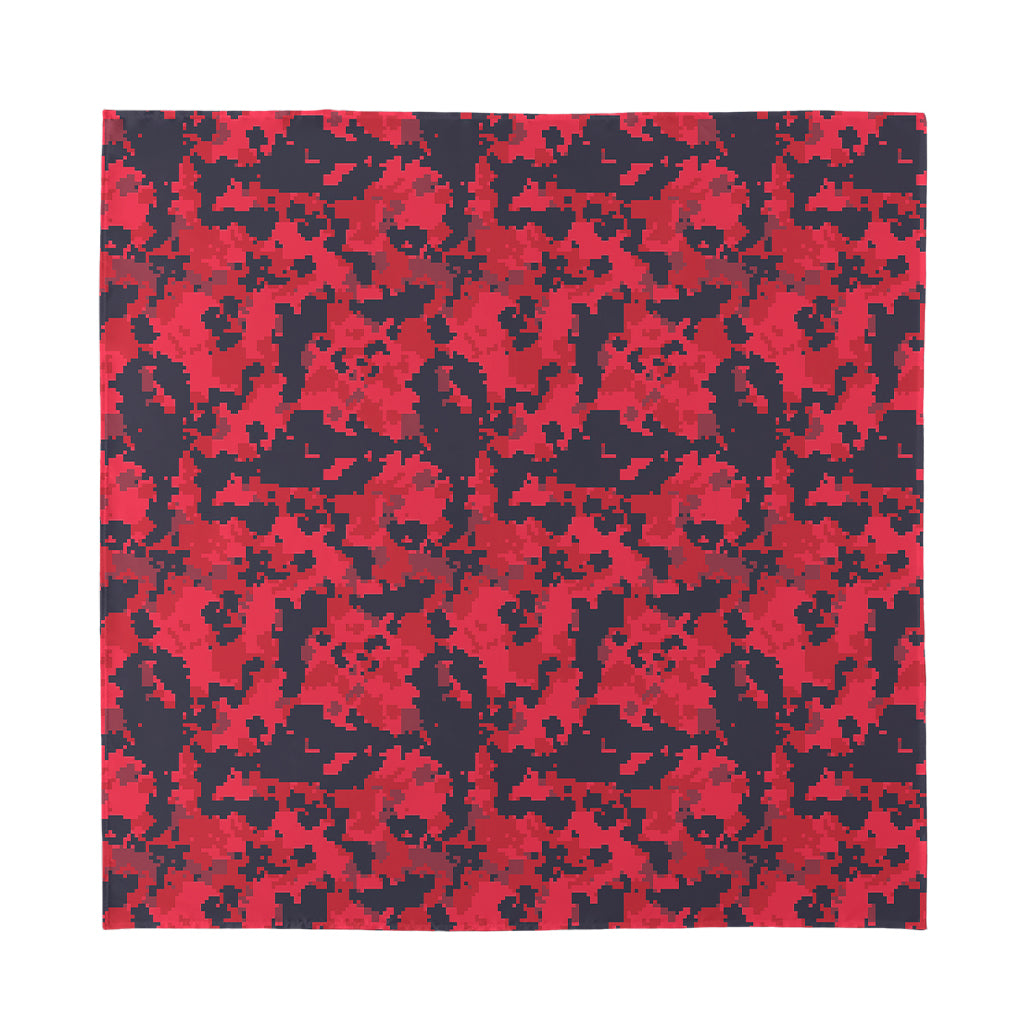 Red And Black Digital Camo Pattern Print Silk Bandana