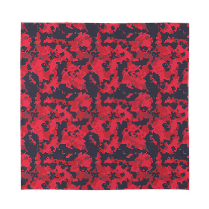 Red And Black Digital Camo Pattern Print Silk Bandana