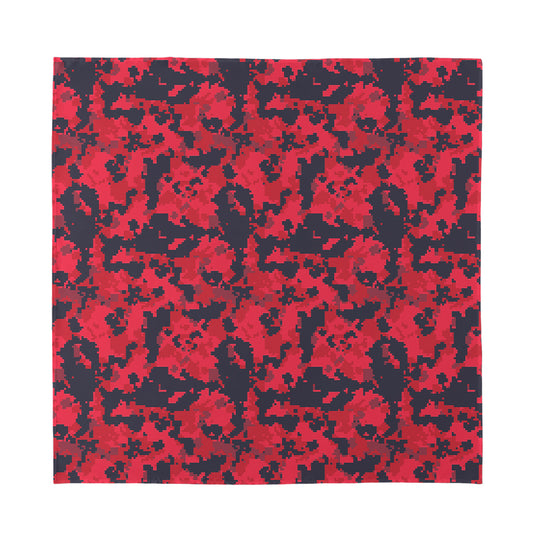 Red And Black Digital Camo Pattern Print Silk Bandana