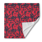 Red And Black Digital Camo Pattern Print Silk Bandana
