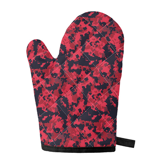 Red And Black Digital Camo Pattern Print Single Oven Mitt