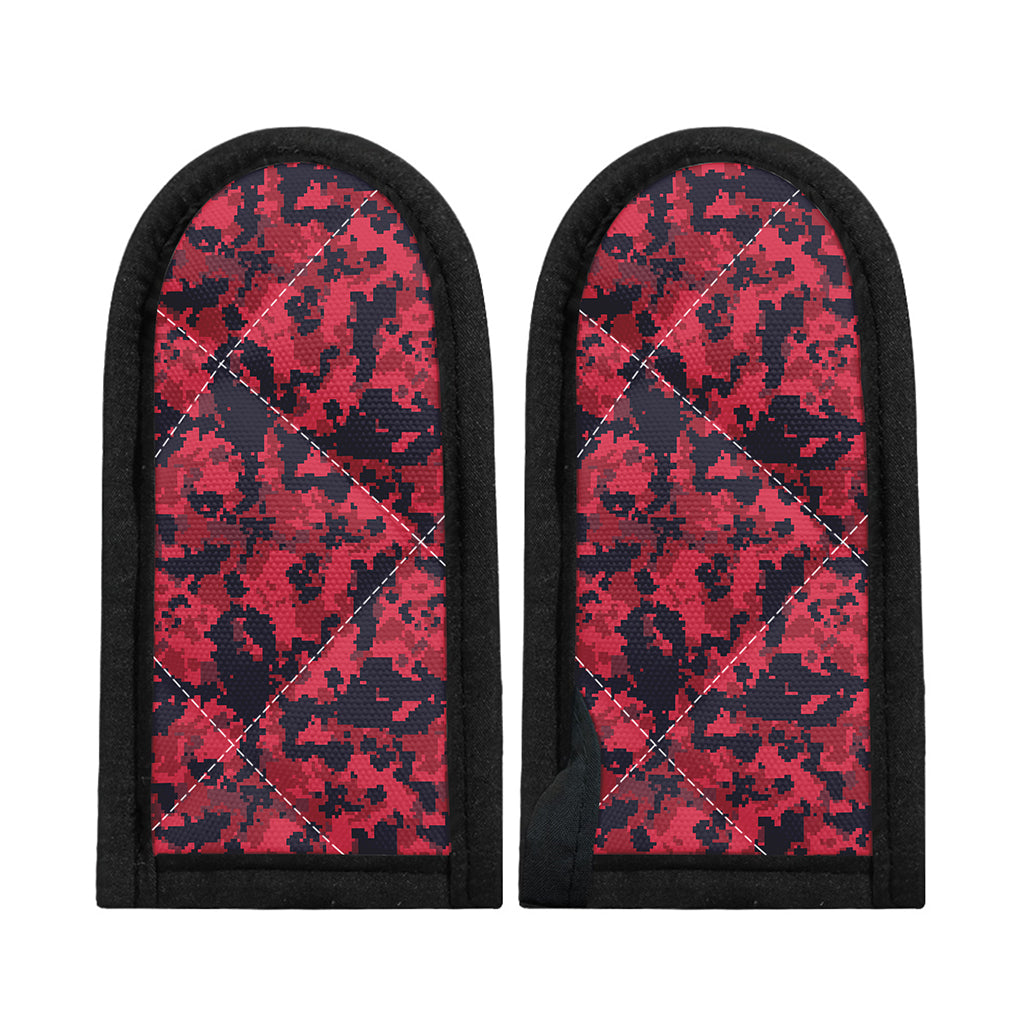 Red And Black Digital Camo Pattern Print Skillet Handle Cover