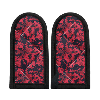 Red And Black Digital Camo Pattern Print Skillet Handle Cover