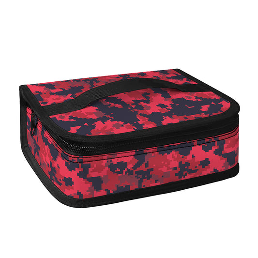 Red And Black Digital Camo Pattern Print Small Lunch Bag