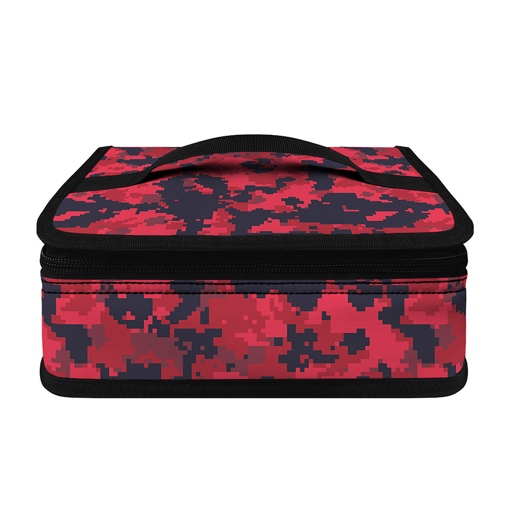Red And Black Digital Camo Pattern Print Small Lunch Bag