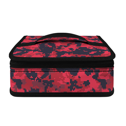 Red And Black Digital Camo Pattern Print Small Lunch Bag