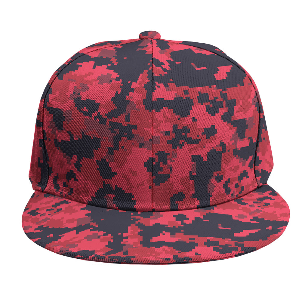 Red And Black Digital Camo Pattern Print Snapback Cap
