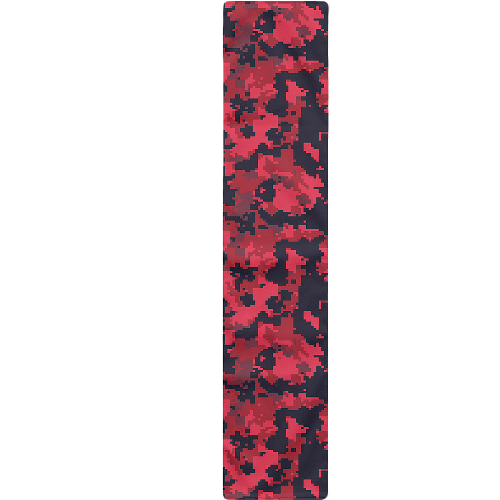 Red And Black Digital Camo Pattern Print Table Runner