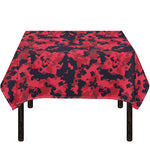 Red And Black Digital Camo Pattern Print Tablecloth