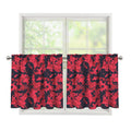 Red And Black Digital Camo Pattern Print Tier Curtains
