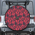 Red And Black Digital Camo Pattern Print Tire Cover With Camera Hole