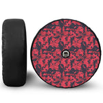 Red And Black Digital Camo Pattern Print Tire Cover With Camera Hole