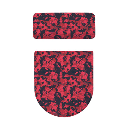 Red And Black Digital Camo Pattern Print Toilet Lid And Tank Cover Set