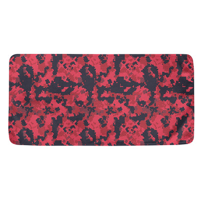Red And Black Digital Camo Pattern Print Towel