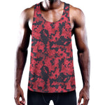 Red And Black Digital Camo Pattern Print Training Tank Top