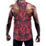 Red And Black Digital Camo Pattern Print Training Tank Top