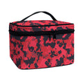Red And Black Digital Camo Pattern Print Travel Makeup Bag