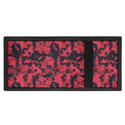 Red And Black Digital Camo Pattern Print Trifold Wallet