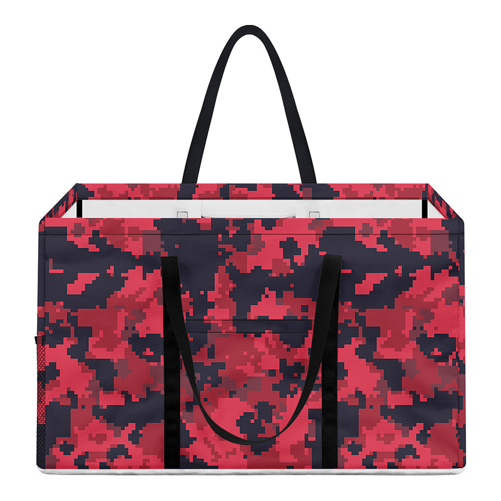Red And Black Digital Camo Pattern Print Utility Tote Bag