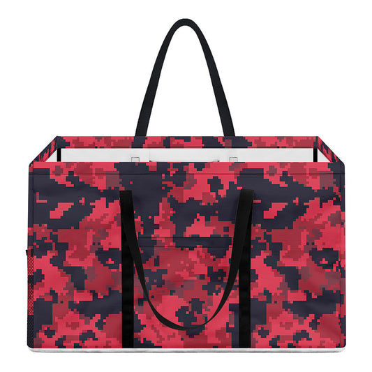 Red And Black Digital Camo Pattern Print Utility Tote Bag