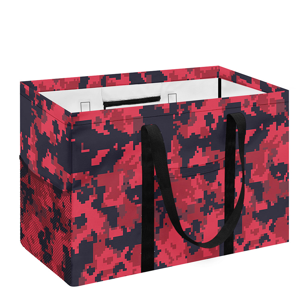 Red And Black Digital Camo Pattern Print Utility Tote Bag