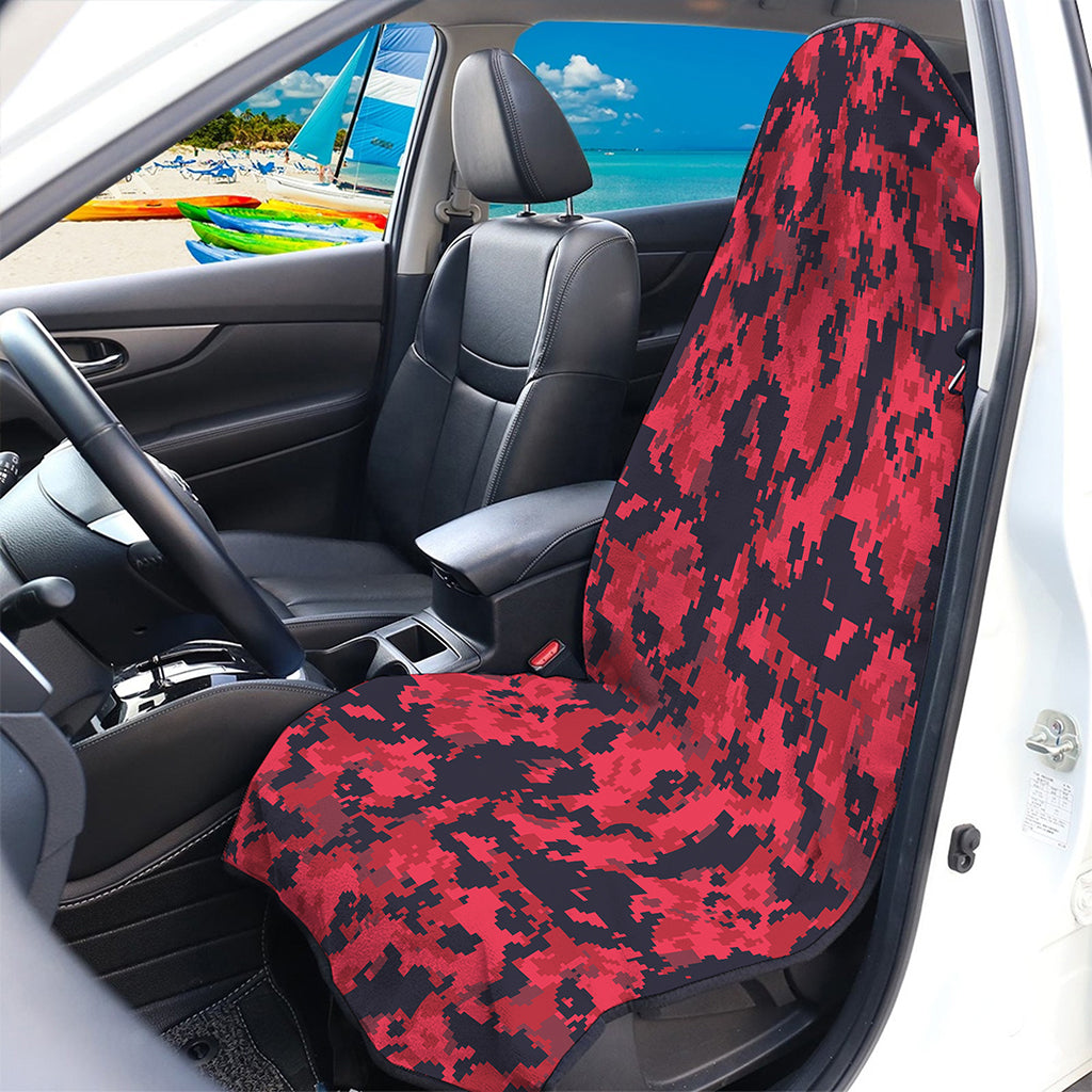 Red And Black Digital Camo Pattern Print Waterproof Car Seat Cover
