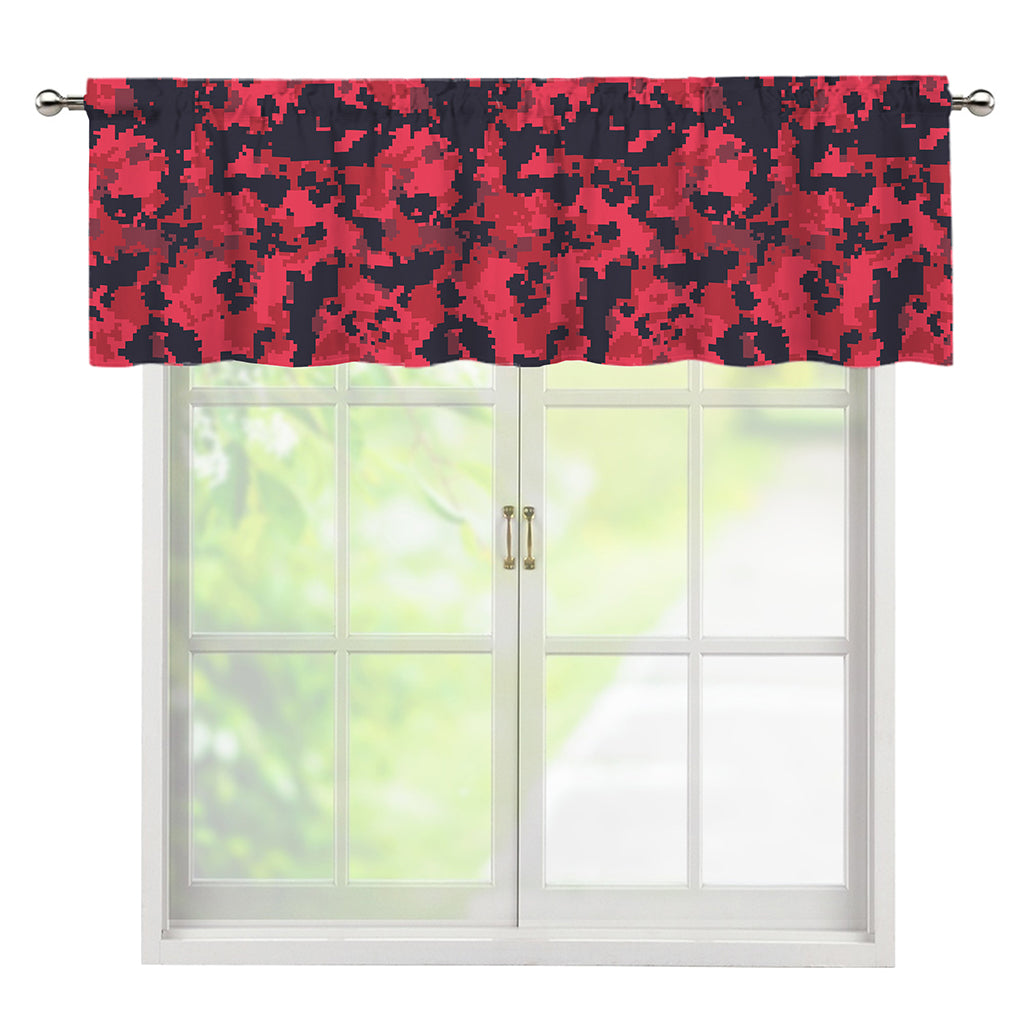 Red And Black Digital Camo Pattern Print Window Valance
