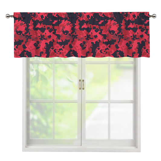 Red And Black Digital Camo Pattern Print Window Valance
