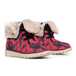 Red And Black Digital Camo Pattern Print Winter Boots