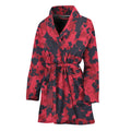 Red And Black Digital Camo Pattern Print Women's Bathrobe