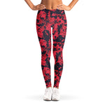 Red And Black Digital Camo Pattern Print Women's Leggings