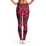 Red And Black Digital Camo Pattern Print Women's Leggings