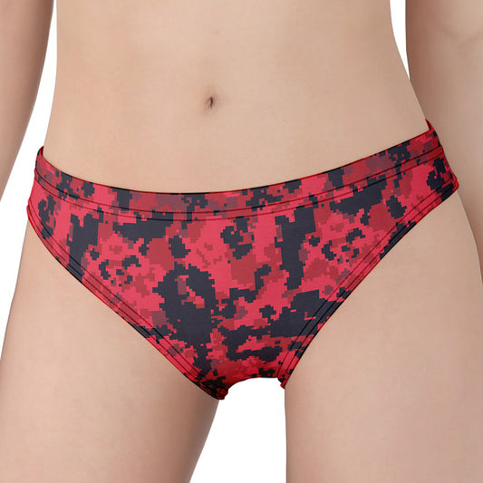 Red And Black Digital Camo Pattern Print Women's Panties