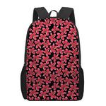 Red And Black Frangipani Pattern Print 17 Inch Backpack