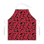Red And Black Frangipani Pattern Print Adjustable Apron