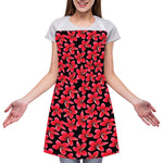 Red And Black Frangipani Pattern Print Adjustable Apron