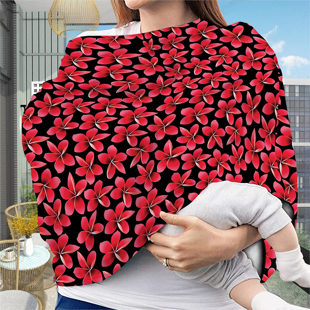 Red And Black Frangipani Pattern Print Baby Seat Cover