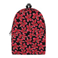 Red And Black Frangipani Pattern Print School Backpack