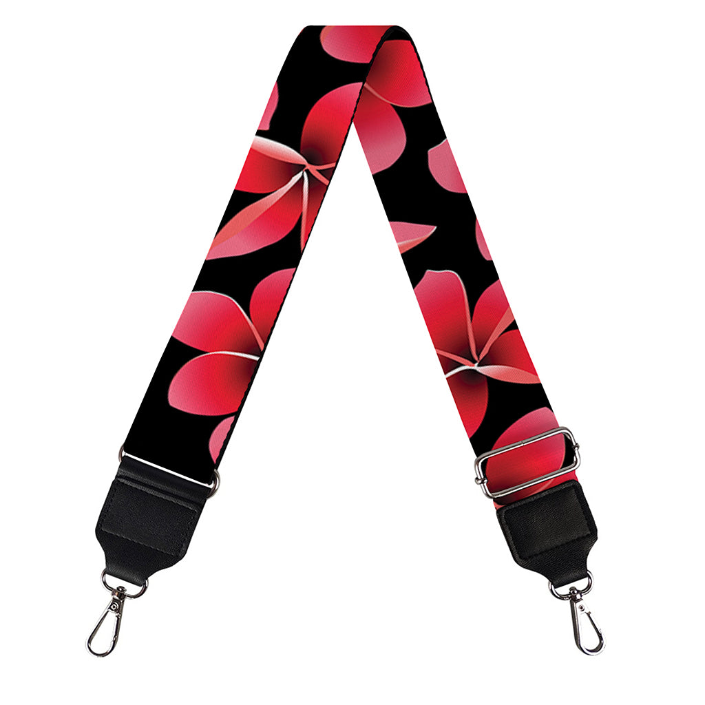 Red And Black Frangipani Pattern Print Bag Strap