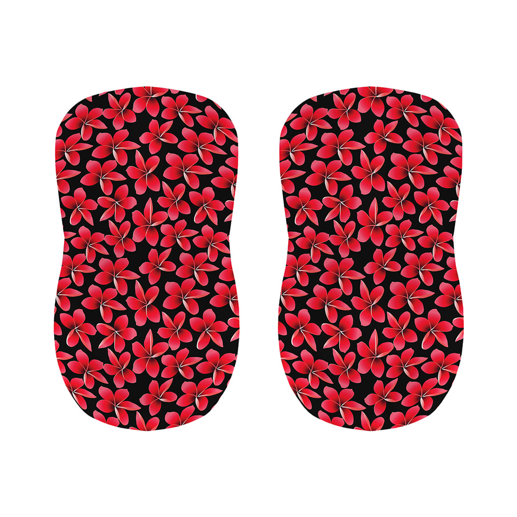 Red And Black Frangipani Pattern Print Bar Stool Covers