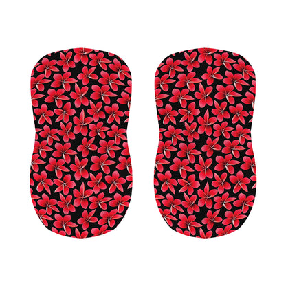 Red And Black Frangipani Pattern Print Bar Stool Covers