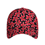 Red And Black Frangipani Pattern Print Baseball Cap