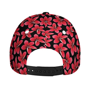 Red And Black Frangipani Pattern Print Baseball Cap