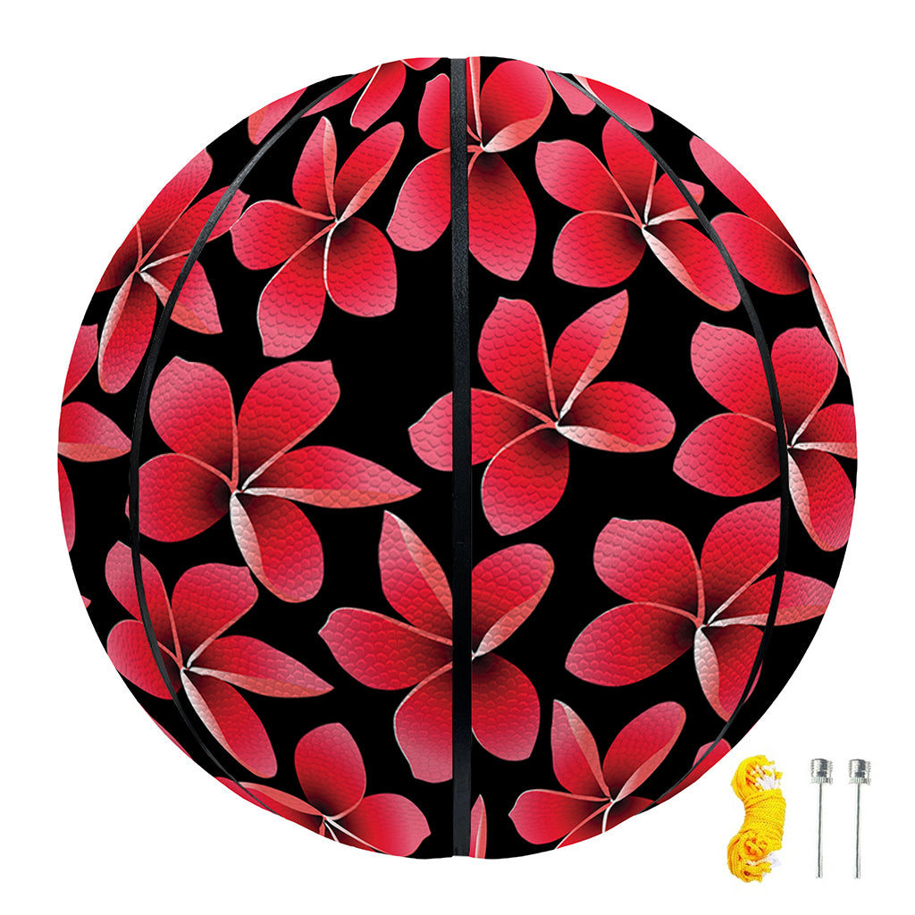 Red And Black Frangipani Pattern Print Basketball