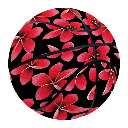 Red And Black Frangipani Pattern Print Basketball