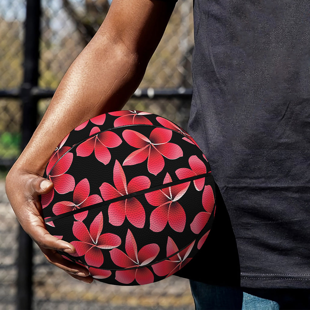 Red And Black Frangipani Pattern Print Basketball