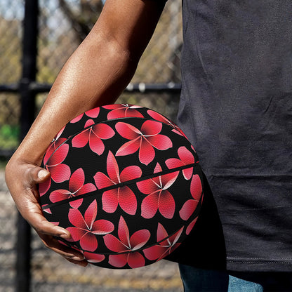 Red And Black Frangipani Pattern Print Basketball
