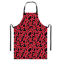 Red And Black Frangipani Pattern Print Bib Apron With Pocket